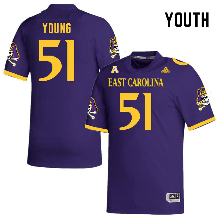 Youth #51 Jamari Young ECU Pirates 2023 College Football Jerseys Stitched-Purple